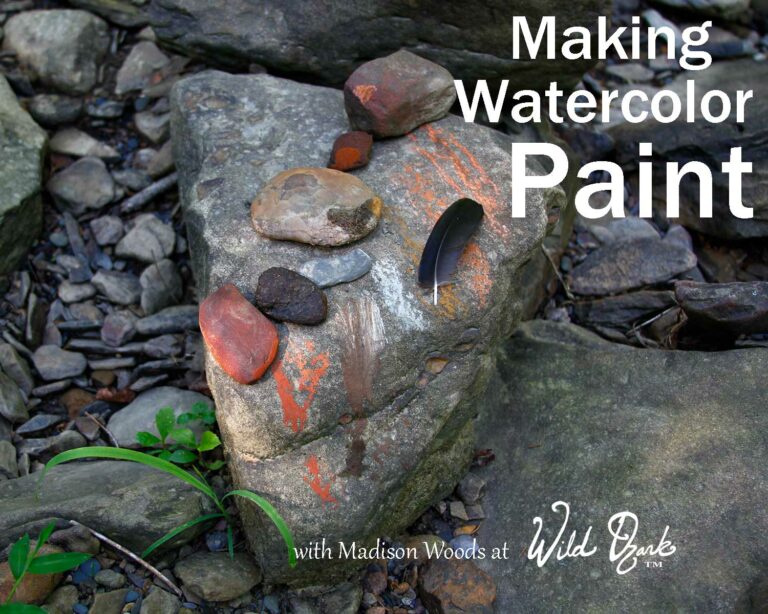 Workshop graphic for Making Watercolor Paint workshop at Wild Ozark.