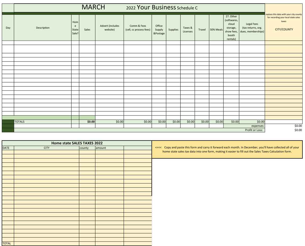 Artist's & Expense Excel Spreadsheet Shop Wild Ozark