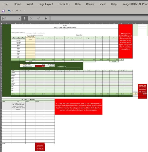 Artists sales tax calculation worksheet