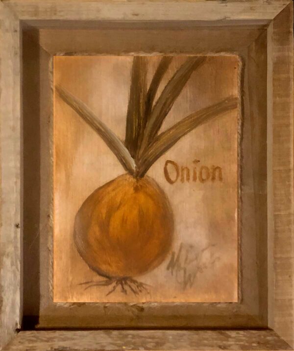 The framed rustic onion from the Rustic Kitchen Collection by Madison Woods.