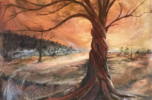'Dreamscape', Twisted Tree 2023-1, by Madison Woods using Ozark pigments in oils.