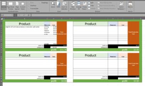 A simple cost analysis spreadsheet for products.